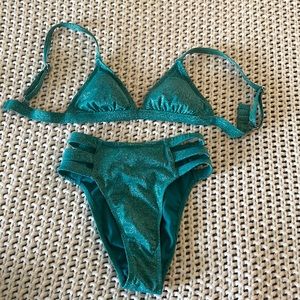 Xhilatation Teal Sparkle Bikini XS